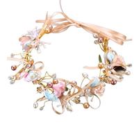 Romantic Colorful Flower Pearl Lace Wreath, Suitable For Forest Hair Accessories For Vacation Beach Weddings