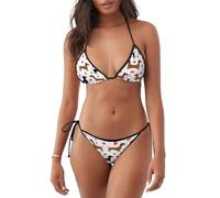 Romantic Dachshunds - Conjunto de traje de baño para mujer, bikini para mujer, adecuado para la playa y la arena, Negro, XL