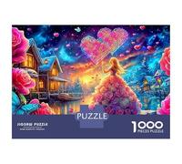 Romantic Fantástico 1000 Pzs Robusto Cartón Puzzle Mágico Ciudad Glowing Under A Cósmico Sky Todas Edades Home Relajación Sin Pantalla Entretenimiento