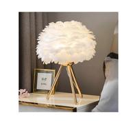 Romantic LED Feather Table Lamp with Golden Stand, 1.5m Cable (White) 2025