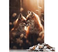 Romantic Love Red Foxes Puzzles Imposible,desafío for Adults Entretenimiento Creativo 1000 Piezas Obra De Arte De Juego De para Adultos Y Niños Mayores De 12 Años 1000pcs (75x50cm)