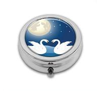 Romantic Moonlight Sky View at Night Gracious Love Custom Round SilverBox Pocket 2.1" - 3 Compartimentos Box/Pastillero Pocket