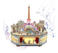 Romantic Paris Puzzle Carillón 3D Caja Musical Giratoria Puzzle Madera