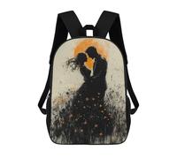 Romantic Silhouette with Golden Glow And Wildflowers Mochilas Para Niños Mochila Escolar Mochila Escolar Impresa En 3D Para Niños Estudiantes De Primaria Y Secundaria 17inch