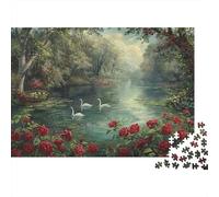 Romantic Swan Lake Puzzles Imposible,desafío para Adultos Juego Educativo 1000 Piezas Obra De Arte De Juego De para Adultos, Regalos A Partir De 14 Años 52x38cm/1000pcs