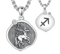 ROMANTIC WORK Zodiaco Cadena de plata de ley 925 colgante signo del zodiaco collar astrología horóscopo joyas regalos para mujer hombre, Plata esterlina