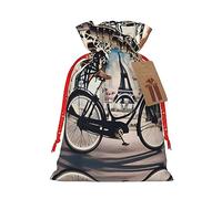 Romántica bicicleta de la Torre Eiffel de París, 1 bolsa con cordón de 4.7 x 6.9 pulgadas, duradera y elegante, ideal para regalos personalizados de Halloween
