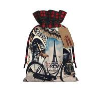 Romántica bicicleta de la Torre Eiffel de París, 1 bolsa con cordón de 4.7 x 6.9 pulgadas, duradera y elegante, ideal para regalos personalizados de Halloween