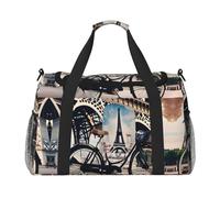 Romántica bolsa de viaje con diseño de la Torre Eiffel de París, bolsa de compras grande reutilizable, bolsa de vacaciones, bolsa deportiva con correa cruzada ajustable