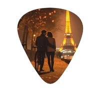 Romántica Púa de guitarra con impresión de la Torre Eiffel de París, paquete de 12, incluye calibres delgados, medianos y pesados, adecuados para guitarra, ukelele