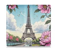 Romántica torre parisina de hierro con flores azul de cuero de primera calidad para registro y tarjeta de seguro, esencial para el conductor, propietarios de automóviles, remolque, motocicleta y barco