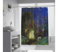 Romanticismo: Cortinas de Ducha Roger y Angelica, Grabados Famosos, Juego de Cortinas de baño con Ganchos, Cortinas Azules Lavables a máquina 120 x 180 cm