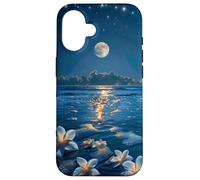 Romantico Chiaro di Luna Plumeria Fiori Carcasa para iPhone 16