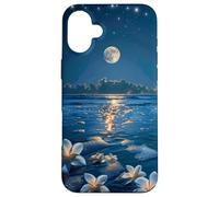 Romantico Chiaro di Luna Plumeria Fiori Carcasa para iPhone 16 Plus