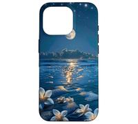 Romantico Chiaro di Luna Plumeria Fiori Carcasa para iPhone 16 Pro