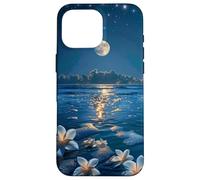 Romantico Chiaro di Luna Plumeria Fiori Carcasa para iPhone 16 Pro MAX