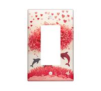 Romántico corazón árbol luz interruptor/cubierta de tomacorrientes/cubierta de toma, tema de amor melocotón para el día de San Valentín, placas decorativas de pared, tamaño estándar individual