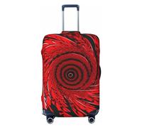 Romántico Corazón Rojo Funda Elástica para Equipaje Funda Protectora para Equipaje de 45 a 81 cm, Espiral de remolino de flores rojas, Large