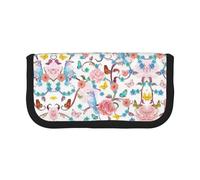 Romántico elegante estuche para lápices con diseño de pájaros y mariposas, estuche para lápices estético, bolsa de almacenamiento para lápices, soporte para bolígrafos de oficina, Black, Talla única,