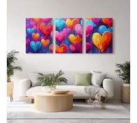 Romántico Globo Cuadro Sobre Lienzo Vacaciones Corazón Colorido, Impresión en Lienzo Cuadros Decoracion Cocina (Sin Marco), Carteles Artísticos Grandes para Dormitorio Salón Entrada 40x60cmx3