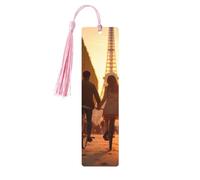 Romántico marcapáginas de madera con borla, diseño de la Torre Eiffel de París, hermosos marcadores hechos a mano, marcadores para leer