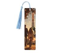 Romántico marcapáginas de madera con borla, diseño de la Torre Eiffel de París, hermosos marcadores hechos a mano, marcadores para leer