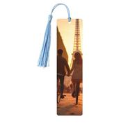 Romántico marcapáginas de madera con borla, diseño de la Torre Eiffel de París, hermosos marcadores hechos a mano, marcadores para leer