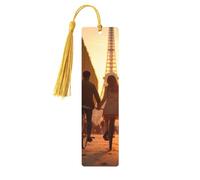 Romántico marcapáginas de madera con borla, diseño de la Torre Eiffel de París, hermosos marcadores hechos a mano, marcadores para leer