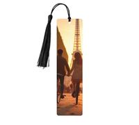 Romántico marcapáginas de madera con borla, diseño de la Torre Eiffel de París, hermosos marcadores hechos a mano, marcadores para leer