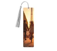 Romántico marcapáginas de madera con borla, diseño de la Torre Eiffel de París, hermosos marcadores hechos a mano, marcadores para leer