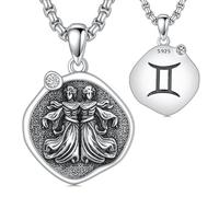 Romántico Work Zodiac Cadena de plata de ley 925 colgante signo del zodiaco collar astrología horóscopo joyas regalos para mujer hombre, Plata esterlina