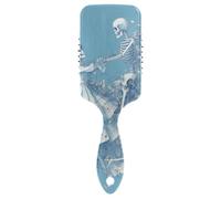 Romántico y misterioso esqueleto bailarín notas musicales, cepillo de pelo suave azul para cabello largo. Masajeador de cuero cabelludo diseñado para secar con secador con mango ergonómico cepillo