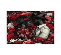 Románticos rompecabezas para el día de San Valentín para adultos, 300 piezas, rompecabezas góticos afroamericanos impresos de madera, decoraciones de patrón gótico para fiestas de entretenimiento