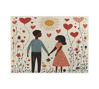 Románticos rompecabezas para el día de San Valentín para adultos, 500 piezas, rompecabezas de madera retro afroamericanos, decoración de patrón de amante del amor para entretenimiento en casa