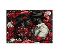 Románticos rompecabezas para el día de San Valentín para adultos, 500 piezas, rompecabezas góticos afroamericanos impresos de madera, decoraciones de patrón gótico para fiestas de entretenimiento