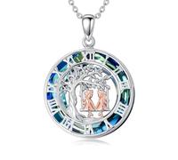 ROMANTICWORK Collar de familia 925 plata de ley con colgante para madre e hija/padre e hija/mamá/hermana, joyería familiar, regalos para mujeres, Plata esterlina, No es una piedra preciosa