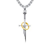 ROMANTICWORK Collar de plata de ley 925 con colgante de cuchillo de cruz y espada medieval, regalo para mujeres y hombres, 13.7*36mm, Plata esterlina, No es una piedra preciosa