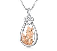 ROMANTICWORK Collar de zorro de plata de ley vikingo de nueve colas para hombres y niños, joyería de zorro, regalo para mujeres y niñas, Plata esterlina, No es una piedra preciosa