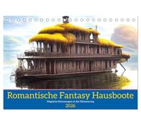 Romantische Fantasy Hausboote Magische Stimmungen in der Dämmerung (Tischkalender 2026 DIN A5 quer), CALVENDO Monatskalender: Erleben Sie die ... Stimmungen der Dämmerung erstrahlen.