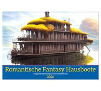 Romantische Fantasy Hausboote Magische Stimmungen in der Dämmerung (Wandkalender 2026 DIN A2 quer), CALVENDO Monatskalender: Erleben Sie die ... Stimmungen der Dämmerung erstrahlen.