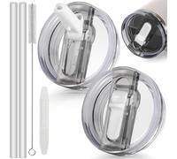 ROMANVIC Stanley Cup Tapa a prueba de fugas, 2 tapas de repuesto extraíbles para vasos de 40 oz con 2 pajitas, 1 cepillo para pajita y 1 herramienta de desmontaje, tapa reutilizable Stanley Cup