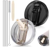 ROMANVIC Stanley Cup Tapa a prueba de fugas, 2 tapas de repuesto extraíbles para vasos de 40 oz con 2 pajitas, 1 cepillo para pajita y 1 herramienta de desmontaje, tapa reutilizable Stanley Cup