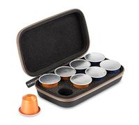 ROMAUNT Estuche portátil para Cápsulas de café compatibles con Nespresso,Rígida Protector Bolsa de Almacenamiento ligero organizador,Compañero de Minipresso y Nanopresso(Marrón)