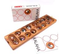 Rombol Folding Kalaha Mancala Game Including Semi-Precious Stones - 2 Colour Wood