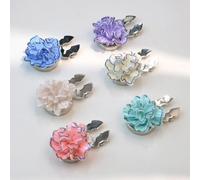 ROMDANTY Fundas para Gemelos de Flor, 2 Piezas Elegantes con Acentos de Cristal para Camisas, Esmoquin, Bodas y Fiestas (Azul, 25mm)