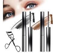 Rome Apparel Iron Rod Mascara, Iron Wand Mascara, Metal Rod Mascara, 3D Curling Eyelash Iron Mascara, Curling Iron Mascara, Washable Extra Slim Metal Mascara (Black+Brown 2pcs)