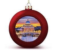 Rome Italy - Bolas de Navidad colgantes para árbol de Navidad, regalo de fiesta, estilo rojo, 2 unidades