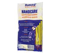 Romed Guantes para el hogar amarillo 100% látex natural (tamaño: L, 12 pares)