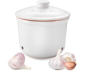Romertopf Olla de cerámica para ajo de Tono Natural, para Guardar ajos, diámetro de 12,5 cm, Color Blanco