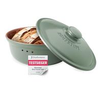 Romertopf Pan redondo Ø 30 cm - Panera verde de cerámica - Olla de barro transpirable para una frescura duradera del pan y los panecillos